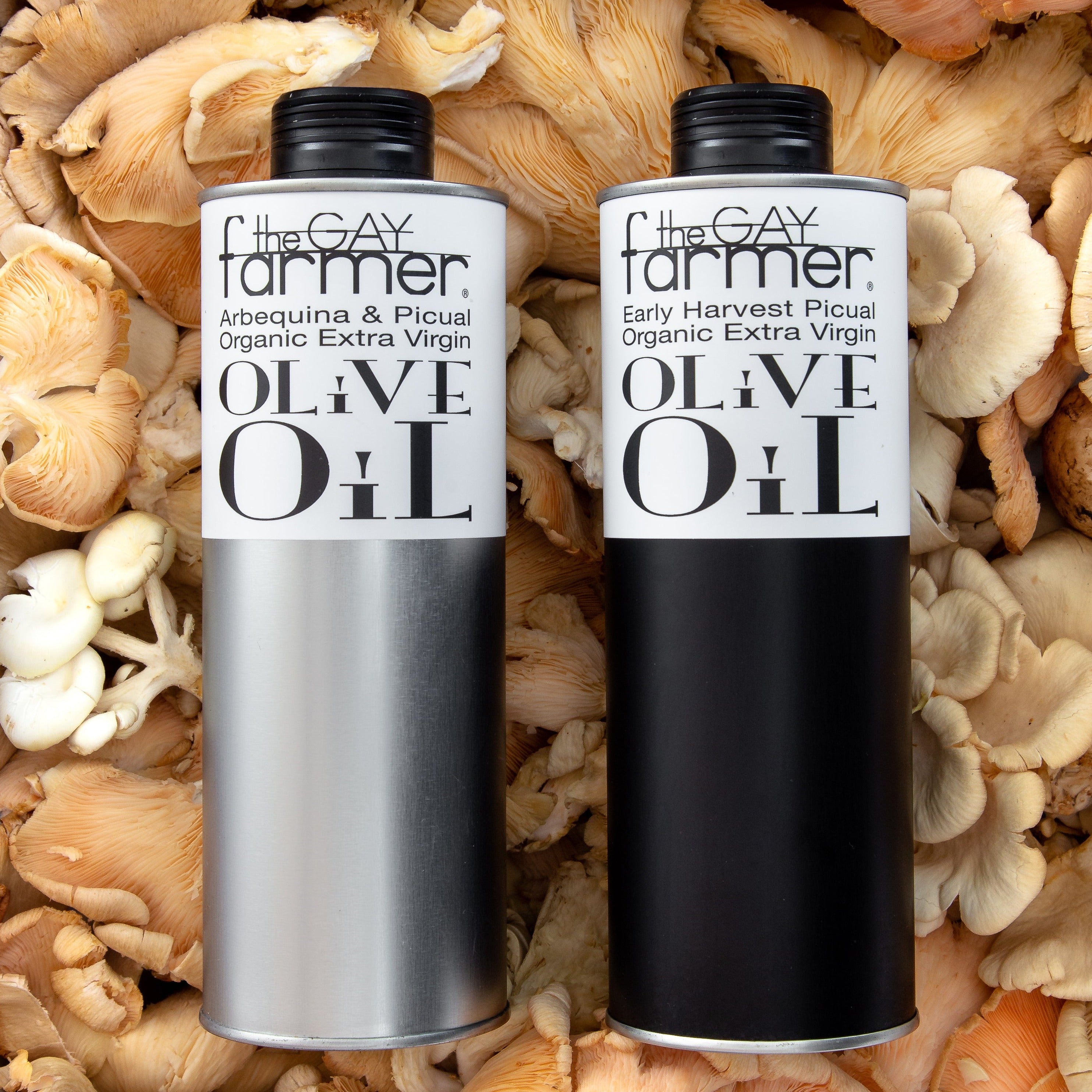 The Gay Farmer Set / Arbequina 2023 Organic Extra Virgin Olive Oil 500 ml & Early Harvest 2023 Organic Extra Virgin Olive Oil 500ml SOLD OUT NEXT DELIVERY EXPECTED 3RD WEEK OF MAY PRE- ORDERS SENT OUT END OF MAY